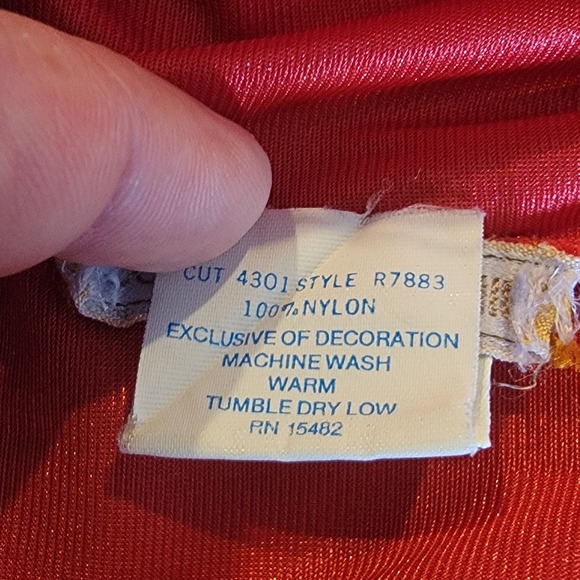 Vintage Joseph Magnin Rene' Red Lingerie Nightgown Floral Lace Trim Small Petite - Picture 6 of 11